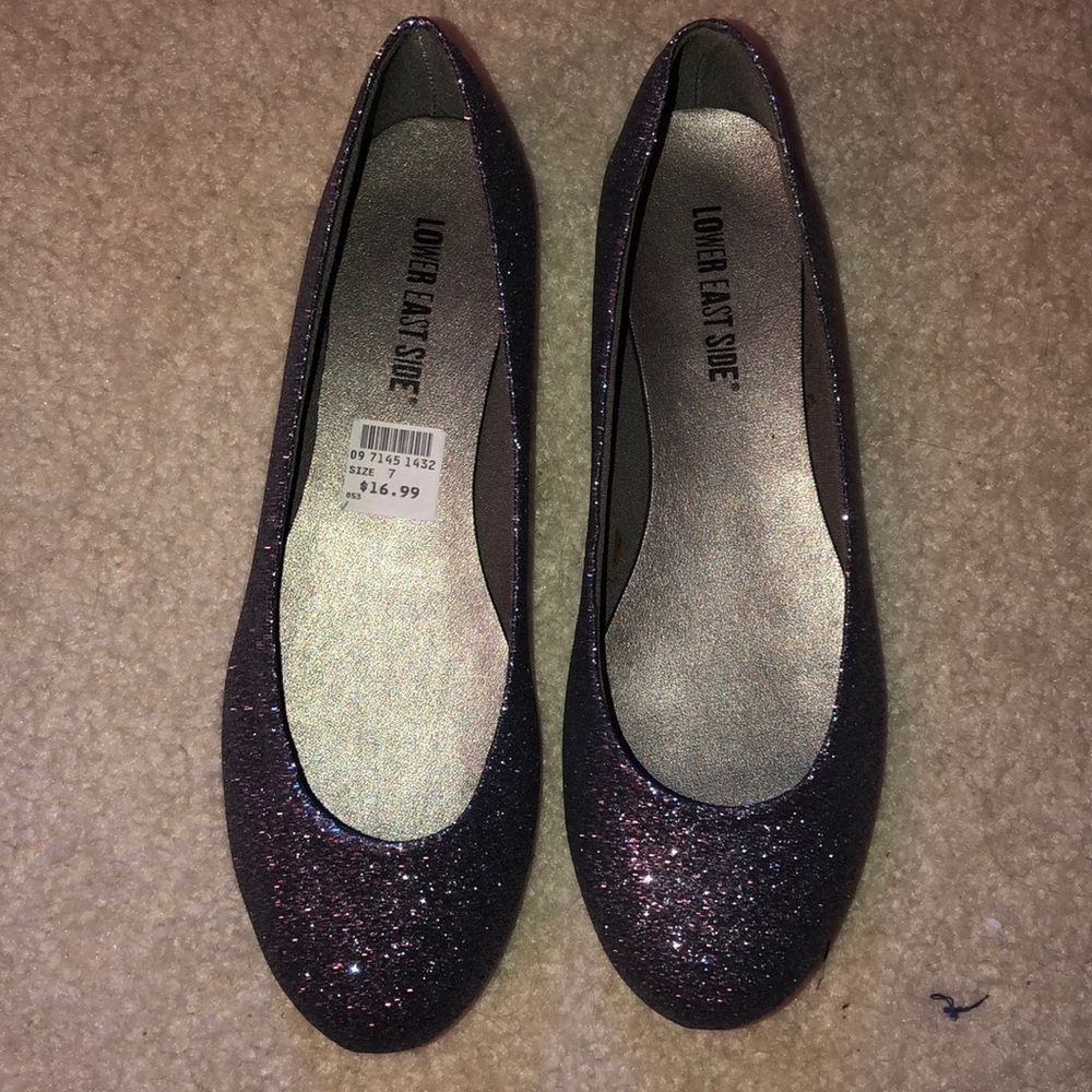 Gray sparkly flats